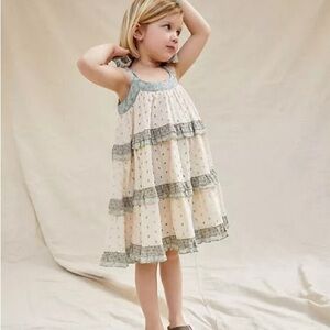Anthropologie Girls Size 5/6 Charming Cream and Gray Kids Dress.